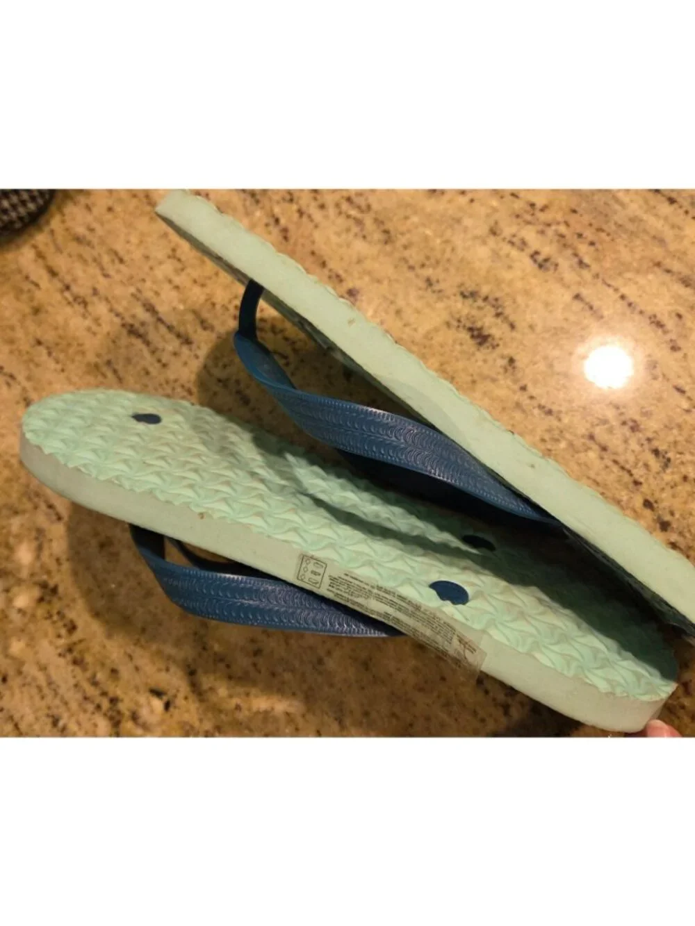 OLD NAVY MEN'S 8-9 Palm Tree Print Blue Thong Rubber Flip Flops Large